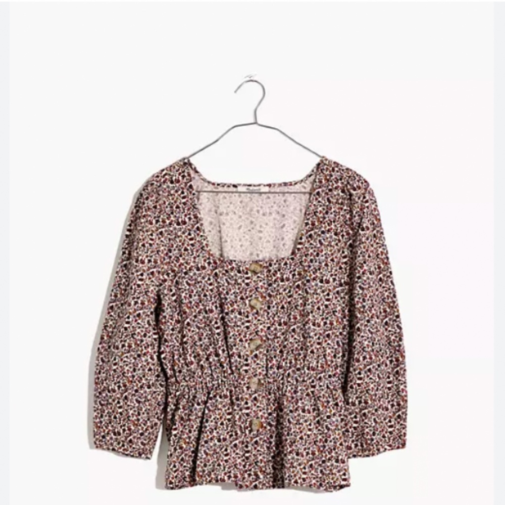 Madewell Corduroy Button-Front Peplum Top